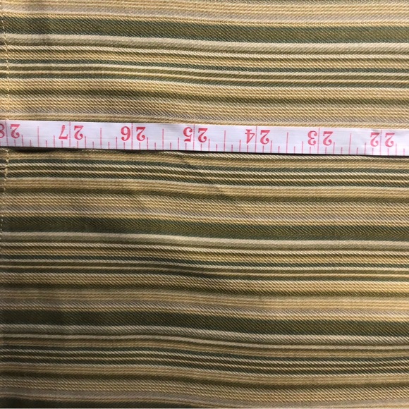 Joseph feiss silk button up dress shirt yellow with green strips mens size large - Picture 11 of 12